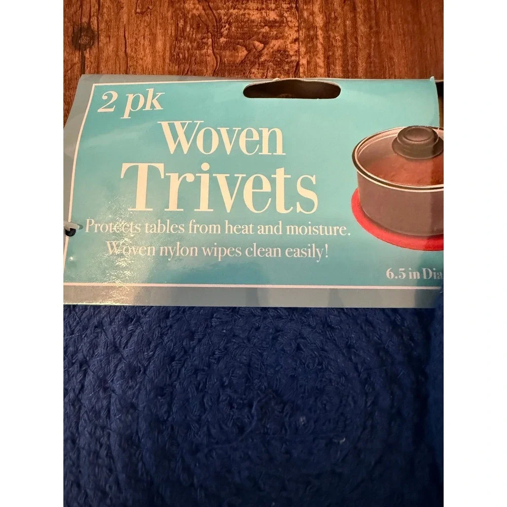 2 pk Woven Trivets - BASE4 - Blue - 6.5